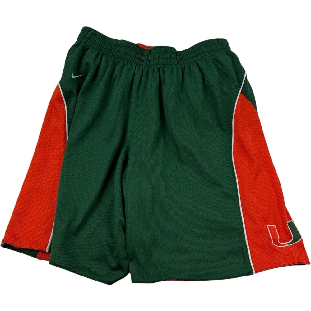 Nike Team Orange Green Reversible Mesh Shorts Miami Hurricanes Men's Size Medium